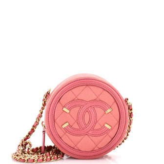 Chanel Filigree Round Clutch with Chain Quilted Caviar Mini