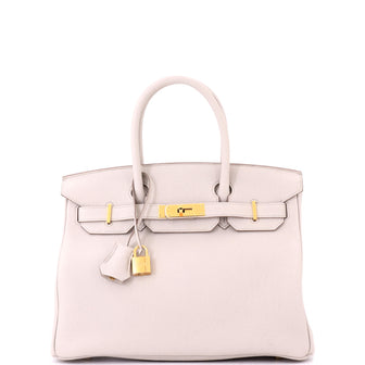 Hermes Birkin Handbag Light Togo with Gold Hardware 30