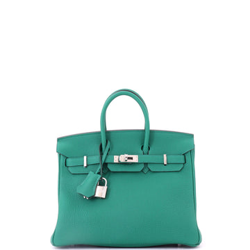 Hermes Birkin Handbag Green Togo with Palladium Hardware 25