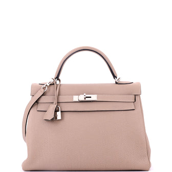 Hermes Kelly Handbag Grey Togo with Palladium Hardware 32