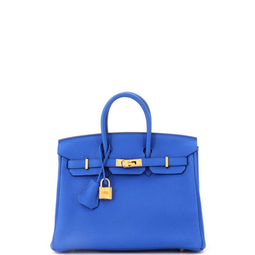 Hermes Birkin Handbag Blue Togo with Gold Hardware 25