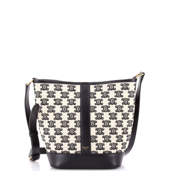 Celine Bucket Shoulder Bag Triomphe Canvas Small