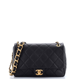 Chanel CC Multi Chain Flap Bag Quilted Caviar Medium