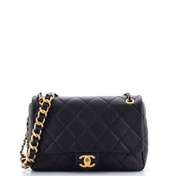 Chanel CC Multi Chain Flap Bag Quilted Caviar Medium
