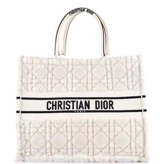 Christian Dior Book Tote Cannage Quilt Shearling Large