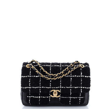 Chanel Double Pocket Flap Bag Quilted Tweed and Leather Small