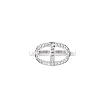 Hermes Chaine d'Ancre Contour Ring 18K White Gold and Diamonds Medium
