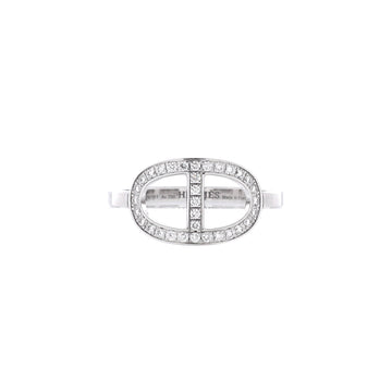 Hermes Chaine d'Ancre Contour Ring 18K White Gold and Diamonds Medium