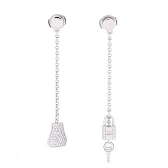 Hermes Kelly Clochette Drop Earrings 18K White Gold and Diamonds