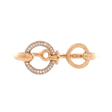 Hermes Filet d'Or Double Ring 18K Rose Gold with Diamonds Large