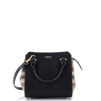 Burberry Banwell Tote Leather and House Check Canvas Mini
