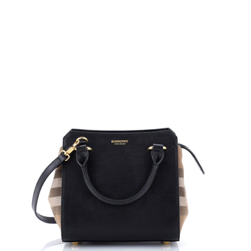 Burberry Banwell Tote Leather and House Check Canvas Mini