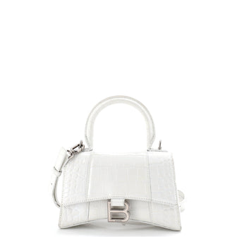 Balenciaga Hourglass Top Handle Bag Crocodile Embossed Leather XS