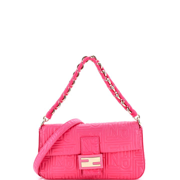 Fendi Baguette Bag Logo Embossed Leather Small