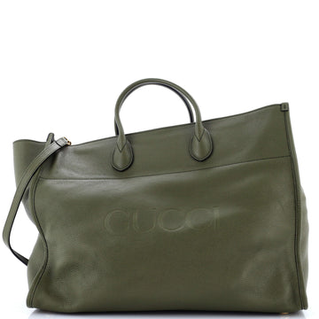 Gucci Logo Tote Embossed Leather Large