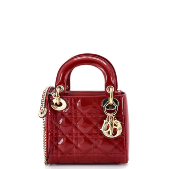 Christian Dior Lady Dior Chain Bag Cannage Quilt Patent Mini
