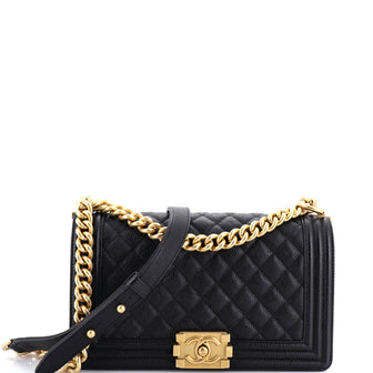 Chanel Boy Flap Bag Quilted Caviar Old Medium
