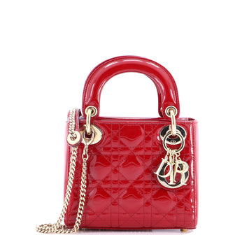 Christian Dior Lady Dior Chain Bag Cannage Quilt Patent Mini