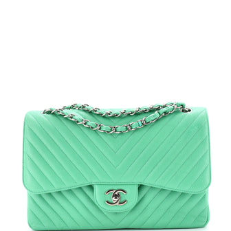 Chanel Classic Double Flap Bag Chevron Caviar Jumbo