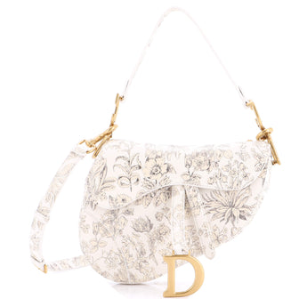 Christian Dior Saddle Handbag with Strap Printed Leather Medium