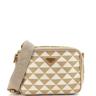 Prada Symbole Zip Around Shoulder Bag Jacquard