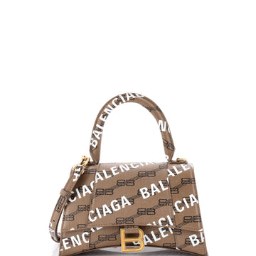 Balenciaga Hourglass Top Handle Bag Monogram Coated Canvas Small