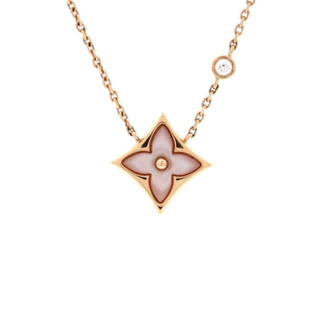 Louis Vuitton Color Blossom BB Star Pendant Necklace 18K Rose Gold with Diamond and Mother of Pearl