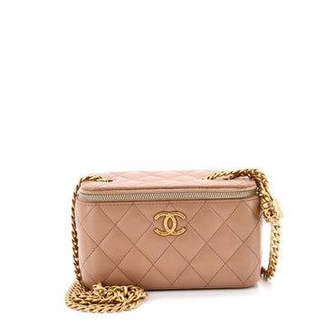Chanel All Slide Long Vanity Case with Chain Quilted Lambskin Small