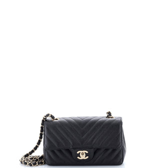 Chanel Classic Single Flap Bag Chevron Caviar Mini