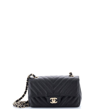 Chanel Classic Single Flap Bag Chevron Caviar Mini