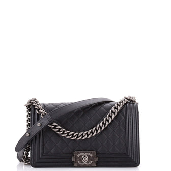 Chanel Boy Flap Bag Quilted Caviar Old Medium