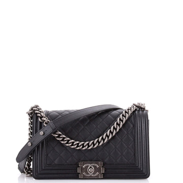 Chanel Boy Flap Bag Quilted Caviar Old Medium