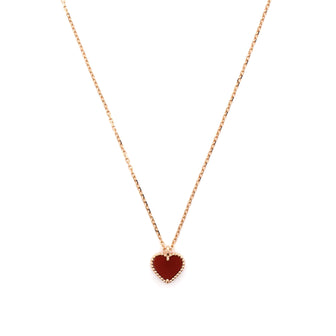 Van Cleef & Arpels Sweet Alhambra Heart Pendant Necklace 18K Rose Gold and Carnelian