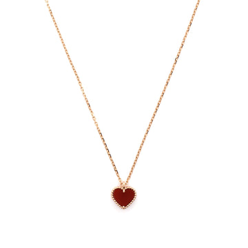 Van Cleef & Arpels Sweet Alhambra Heart Pendant Necklace 18K Rose Gold and Carnelian