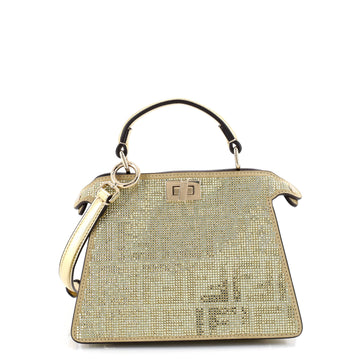 Fendi Peekaboo ISeeU Bag Zucca Crystal Embellished Suede Petite