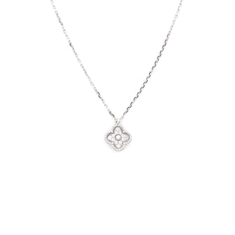 Van Cleef & Arpels Sweet Alhambra Pendant Necklace 18K White Gold with Diamonds