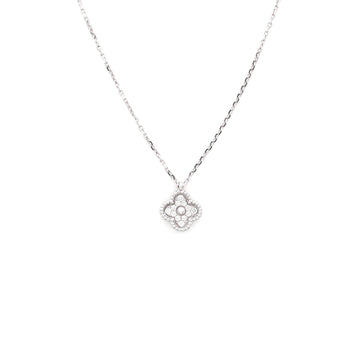 Van Cleef & Arpels Sweet Alhambra Pendant Necklace 18K White Gold with Diamonds