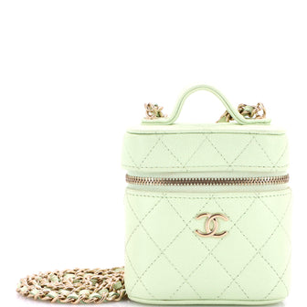 Chanel Handle with Care Vanity Case with Chain Quilted Caviar