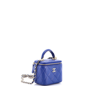 Chanel Classic Top Handle Vanity Case with Chain Quilted Lambskin Mini
