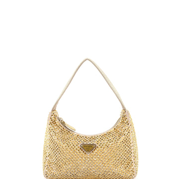 Prada Re-Edition 2000 Hobo Crystal Embellished Satin Mini