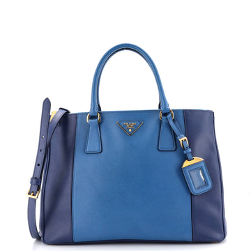 Prada Bicolor Double Zip Lux Tote Saffiano Leather Medium
