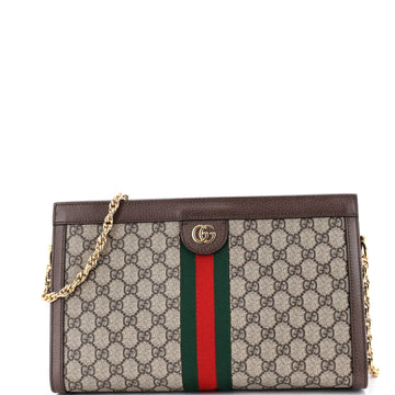 Gucci Ophidia Chain Shoulder Bag GG Coated Canvas Medium