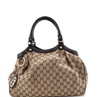 Gucci Sukey Tote GG Canvas with Leather Medium
