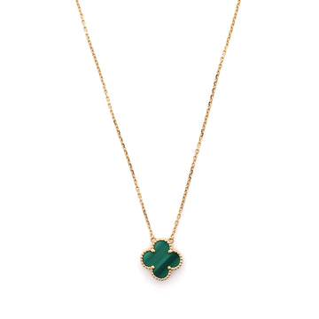 Van Cleef & Arpels Vintage Alhambra Pendant Necklace 18K Yellow Gold and Malachite