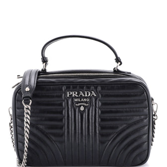 Prada Zip Around Top Handle Bag Diagramme Quilted Leather Medium
