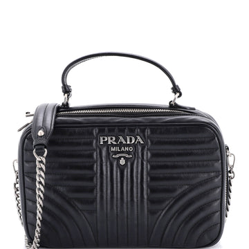 Prada Zip Around Top Handle Bag Diagramme Quilted Leather Medium