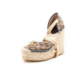 Gucci Women's GG Marmont Wedge Espadrilles Diagonal Quilted GG Canvas