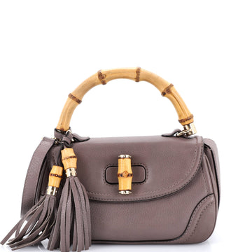 Gucci New Convertible Bamboo Top Handle Bag Leather Medium