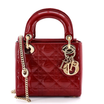 Christian Dior Lady Dior Chain Bag Cannage Quilt Patent Mini