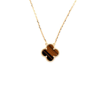 Van Cleef & Arpels Vintage Alhambra Pendant Necklace 18K Yellow Gold and Tiger Eye
